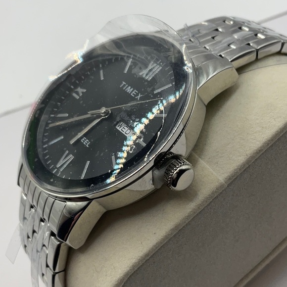 Timex Men's Watch TW2T50300 Quartz Black Dial Day Date Stainless Steel 41mm - Picture 2 of 5